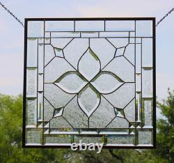 Stained glass window hanging, panel Square 21.75 3SQFT Handmade MADE TO ORDER