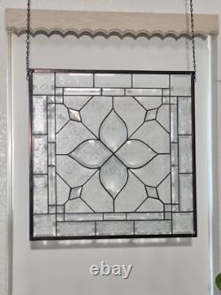 Stained glass window hanging, panel Square 21.75 3SQFT Handmade MADE TO ORDER
