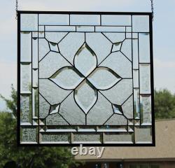 Stained glass window hanging, panel Square 21.75 3SQFT Handmade MADE TO ORDER