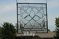 Stained glass window hanging, panel Square 21.75 3SQFT Handmade in USA beveld