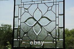 Stained glass window hanging, panel Square 21.75 3SQFT Handmade in USA beveld