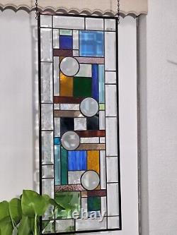 Stained glass window panel 32.1/2x 125/882x32cm transom, sidelight