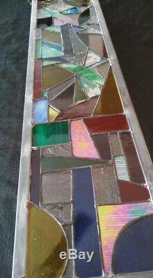 Stained glass window panel, Abstract OOAK multi colors and textures