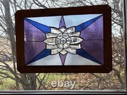 Stained glass window panel hanging beveled cluster Victorian 28 x 19