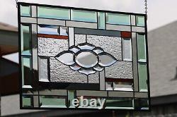 Stained glass window panel, rectangular, beveled, can be customized 24x 16 1/2