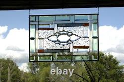 Stained glass window panel, rectangular, beveled, can be customized 24x 16 1/2