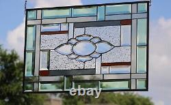 Stained glass window panel, rectangular, beveled, can be customized 24x 16 1/2