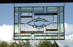 Stained glass window panel, rectangular, beveled, can be customized 24x 16 1/2