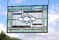 Stained glass window panel, rectangular, beveled, can be customized 24x 16 1/2