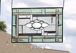 Stained glass window panel, rectangular, beveled, can be customized 24x 16 1/2