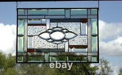 Stained glass window panel, rectangular, beveled, can be customized 24x 16 1/2