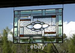 Stained glass window panel, rectangular, beveled, can be customized 24x 16 1/2