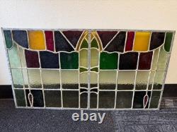 Stunning Antique Stained Glass Window Panel 23x43