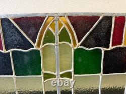 Stunning Antique Stained Glass Window Panel 23x43