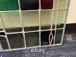 Stunning Antique Stained Glass Window Panel 23x43