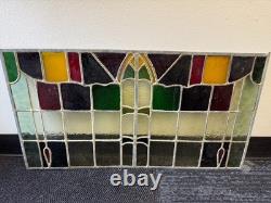 Stunning Antique Stained Glass Window Panel 23x43