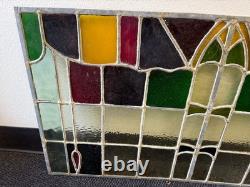 Stunning Antique Stained Glass Window Panel 23x43