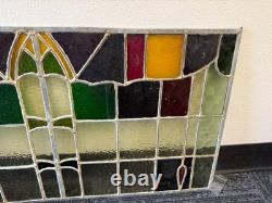 Stunning Antique Stained Glass Window Panel 23x43