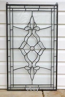 Stunning Handcrafted All Clear stained glass Beveled window panel, 20 x 34