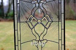 Stunning Handcrafted All Clear stained glass Beveled window panel, 20 x 34