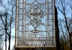 Stunning Tiffany Style stained glass Clear Beveled window panel, 20.5 x 34.5