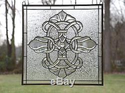 Stunning Tiffany Style stained glass Clear Beveled window panel, 24 x 24
