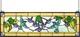 Style Stained Glass Hummingbirds Fuchsia Horizontal Art Glass Panel 10 x 32