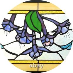 Style Stained Glass Hummingbirds Fuchsia Horizontal Art Glass Panel 10 x 32