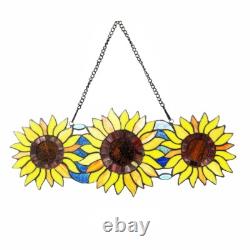 Sunflower Stained Glass Hanging Window Panel Floral Suncatcher Tiffany Style 22