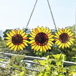 Sunflower Stained Glass Hanging Window Panel Floral Suncatcher Tiffany Style 22