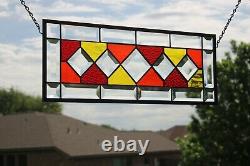 Sunny side up -Beveled Stained Glass Window Panel, ? 19 1/2 X 7 1/2