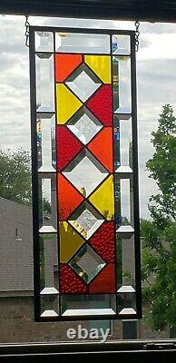 Sunny side up -Beveled Stained Glass Window Panel, ? 19 1/2 X 7 1/2