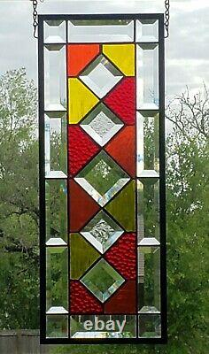 Sunny side up -Beveled Stained Glass Window Panel, ? 19 1/2 X 7 1/2