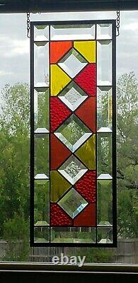 Sunny side up -Beveled Stained Glass Window Panel, ? 19 1/2 X 7 1/2