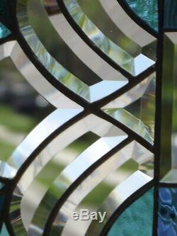Sunshine Beveled Stained Glass Window Panel 22 1/4 x 14 1/4
