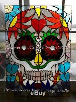 Sweveneers Sugar Skull Stained Glass Panel