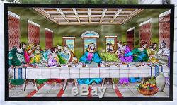 THE LAST SUPPER 13x23 GLASS ART WINDOW PANEL JESUS BEAUTY OF STAINED GLASS