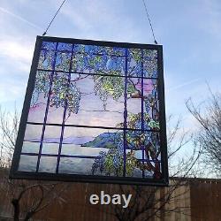 TIFFANY Museum of Modern Art MMA Oyster Bay Stained Glass Suncatcher Panel 13x12