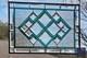 Teal green stained glass window panel with beveled, hanging 23 1/2x 15 5/8