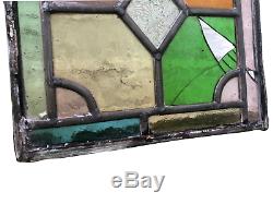 Three Antique Leaded Light Stained Glass Panels Fanlights
