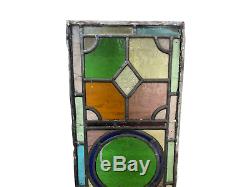 Three Antique Leaded Light Stained Glass Panels Fanlights