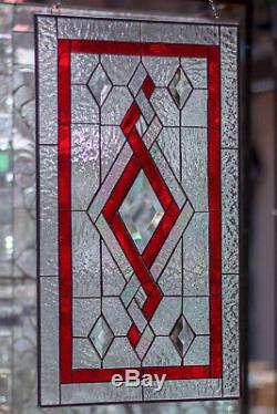 Tiffany Beveled Stained Glass Hanging Window Panel Suncatcher Abstract Diamonds