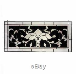 Tiffany Stained Glass Hanging Window Panel Room Divide 36 Beveled Glass Black
