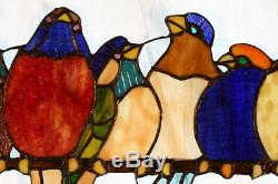 Tiffany Stained Glass Panel -Birds On A Branch