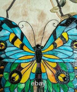 Tiffany Stained Glass Panel Swallowtail Butterfly