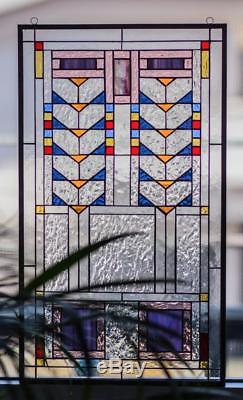 Tiffany Stained Glass Window Frank Lloyd Wright Inspd Stain Panel Handmade Wheat