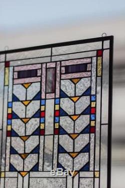 Tiffany Stained Glass Window Frank Lloyd Wright Inspd Stain Panel Handmade Wheat