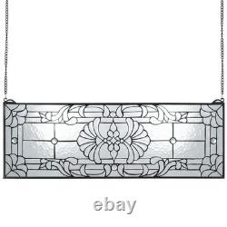 Tiffany Stained Glass Window Panel, 35.2x13, Horizontal Rectangle Metal-Framed