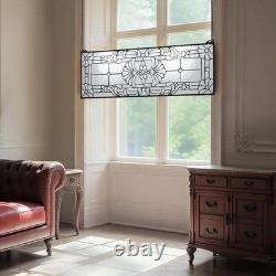 Tiffany Stained Glass Window Panel, 35.2x13, Horizontal Rectangle Metal-Framed