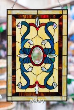 Tiffany Stained Glass Window Victorian Beveled Window Panel Hanging Suncatcher